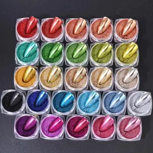 26 Color Mirror Nail Powder Set, Neon Bright Metallic Mirror Finish, Chrome Powder, Fine Glitter Nail Art Design DIY Nail Salon Accessories, Nail Art Supplies, Perfect for Women and Girls