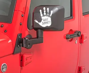 Hand Print "Wave Dammit!" Decal for Jeep Wrangler Side Mirrors | Jeep Accessories | Jeep Gifts | Custom Jeep Decal | Wave Mirror Decals