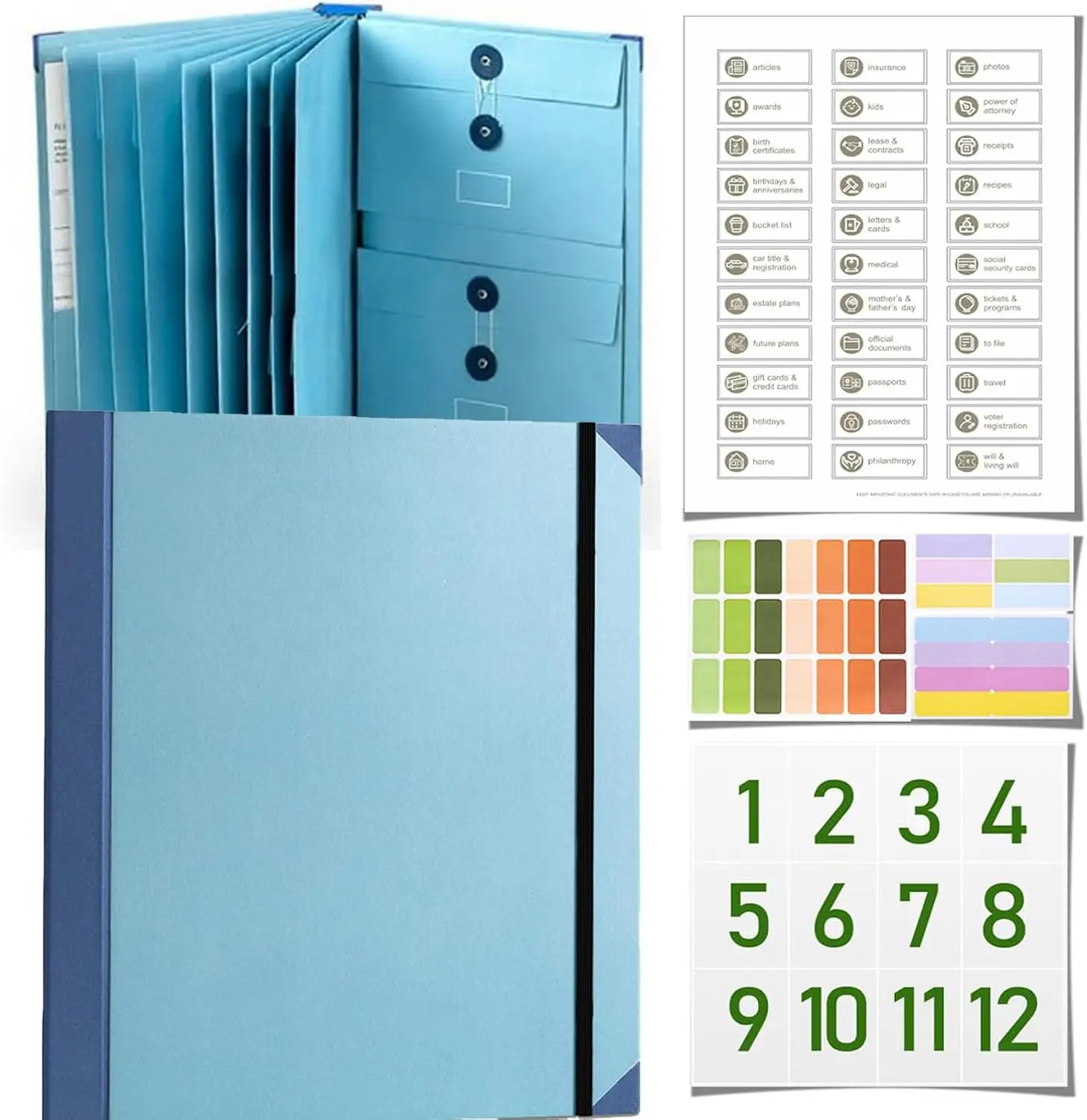 Multi-Pocket Expandable File Organizer Binder - Portable Office Filing Folder for Storing Banknotes, Legal Documents, Cards, Bills, Household Important Papers & Emergency Life Information Files