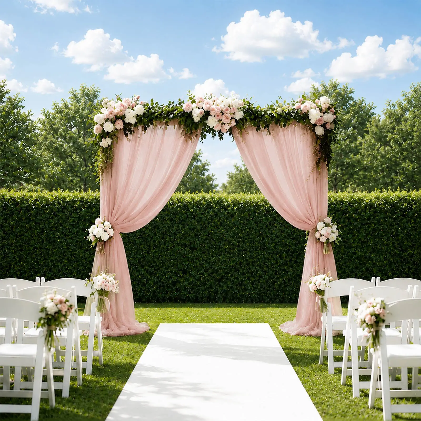 Sheer Wedding Arch Drape 5ft × 10ft Blush – Backdrop Curtain Panel with Rod Pocket