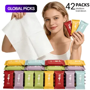 Compressed Towels Tablets, Disposable Washcloths for Travel & Camping, Soft Face Towels, Portable, 42 Count, 19.4 X 11.8 Inch, Soft Absorbent Towel
