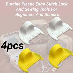 4pcs Simple Stitching Tools - Durable Plastic Edge Stitch Lock and Sewing Tools for Beginners and Seniors, 4mm and 3mm Spacing, Perfect for DIY Hand Stitching Projects, Sewing Accessories | Ergonomic Design | Smooth Surface summerwins