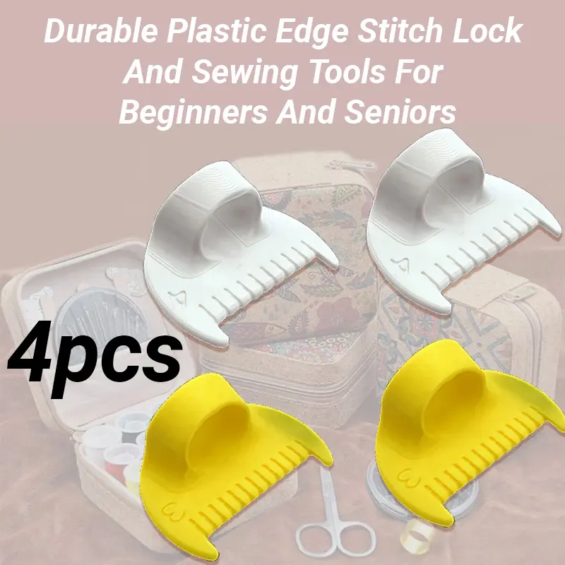 4pcs Simple Stitching Tools - Durable Plastic Edge Stitch Lock and Sewing Tools for Beginners and Seniors, 4mm and 3mm Spacing, Perfect for DIY Hand Stitching Projects, Sewing Accessories | Ergonomic Design | Smooth Surface summerwins