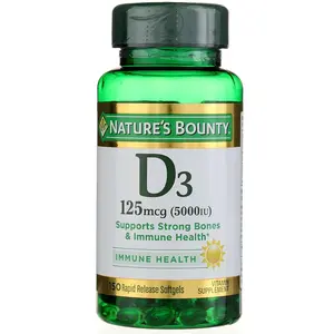 Nature's Bounty Vitamin D 5000 IU Softgels, Dietary Supplement for Nutritional Support