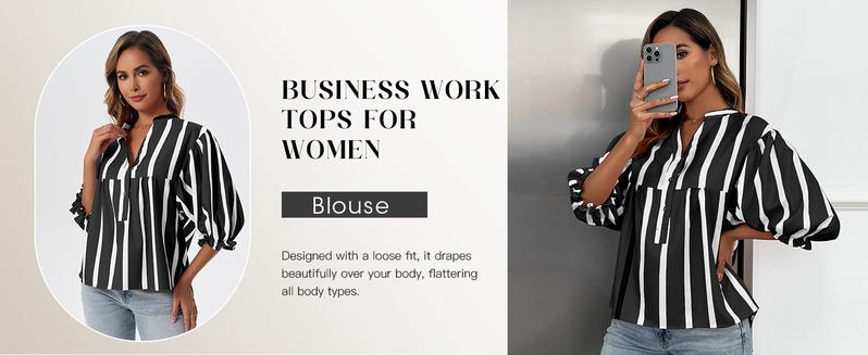 Tankaneo Womens Puff Sleeve Babydoll Tops Summer V Neck Striped Blouse Cute Casual Loose Fit Flowy Shirts Tankaneo Womens Puff Sleeve Babydoll Tops Summer V Neck Striped Blouse Cute Casual Loose Fit Flowy Shirts