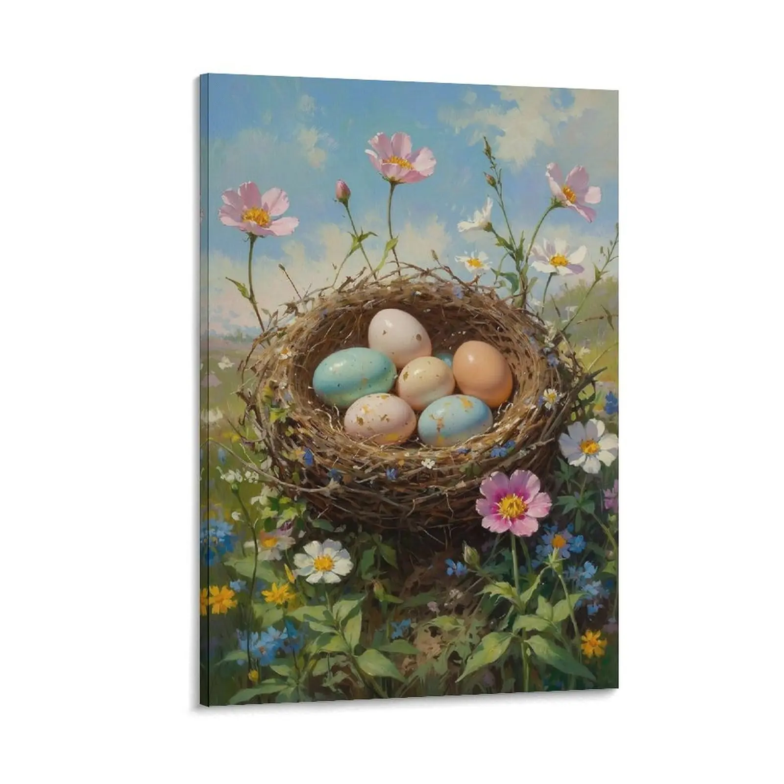Easter Egg Wall Art - Vintage Easter Art Print, Rustic Easter Egg Poster Canvas Poster Bedroom Decor Sports Landscape Office Room Decor Gift Frames Ornaments Decoration Artistic Photo Hanging
