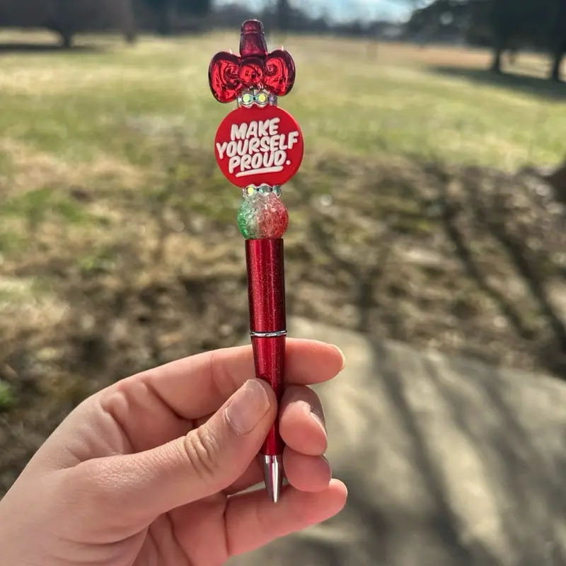 Make Yourself Proud Pen with "MAKE YOURSELF PROUD" Label and Decorative Bow Top