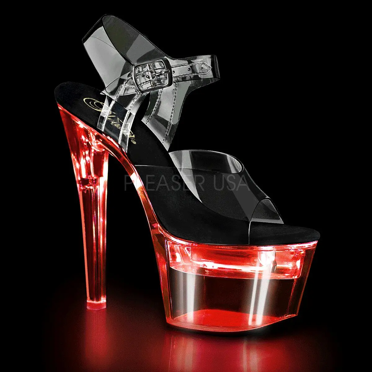 7 Inch Heel FLASHDANCE-708 Clear Black