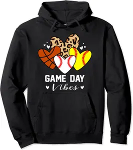 Game Day Vibes Funny Baseball Softball Basketball Mom Heart Pullover Hoodie - Willianam Shop 23B0CK4ZC429