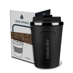 Aquaphile 12oz Coffee Mug to Go Stainless Steel Thermos Double Wall Insulated Coffee Cup Reusable Travel Mug with Leak Proof Lid