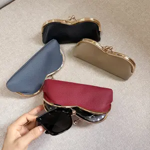 New Head Layer Leather Creative Glasses Case, Portable Glasses Storage Bag, Unisex Fingerless Real Leather Glasses Case, Women'S Eyebrow Pencil Purse, Christmas Gift, Portable Sunglasses Organizer