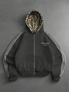 Men's Young Street Style Hoodie, Vintage Trendy Knit Pullover, Fitted Letter Pattern, Pockets & Drawstring, Casual Spring Fall