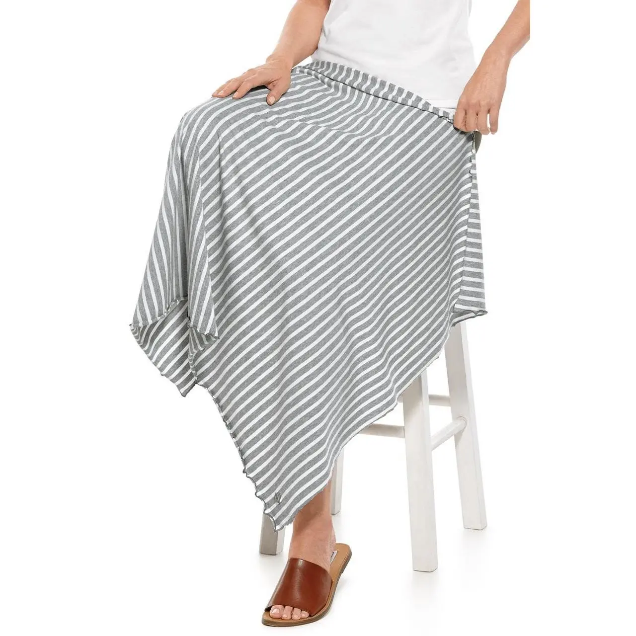 Savannah Adult Sun Blanket  | Grey/White Stripe