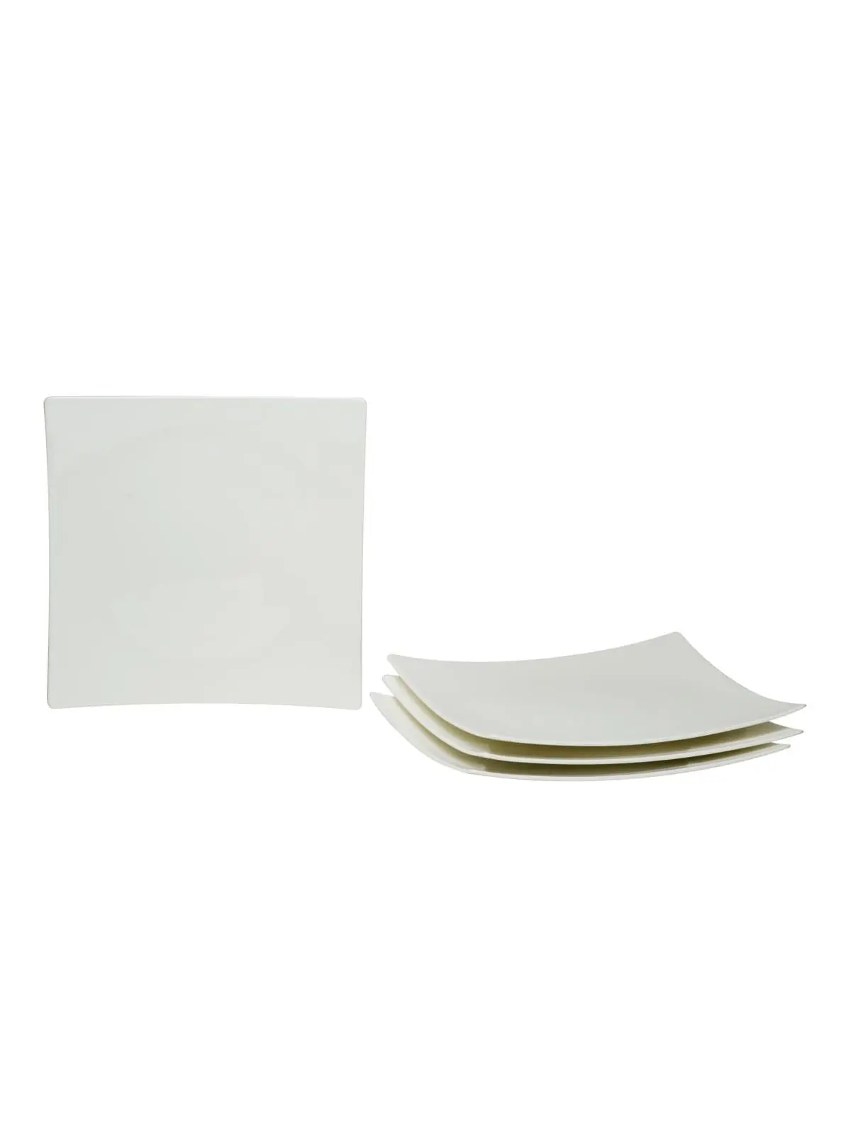 212 MAIN Stylish Square Bone China Dinner Plates - Chip-Proof, Scratch-Resistant Ceramic Dinnerware Set, Service for 6, 6-Piece White Square Tableware Collectible