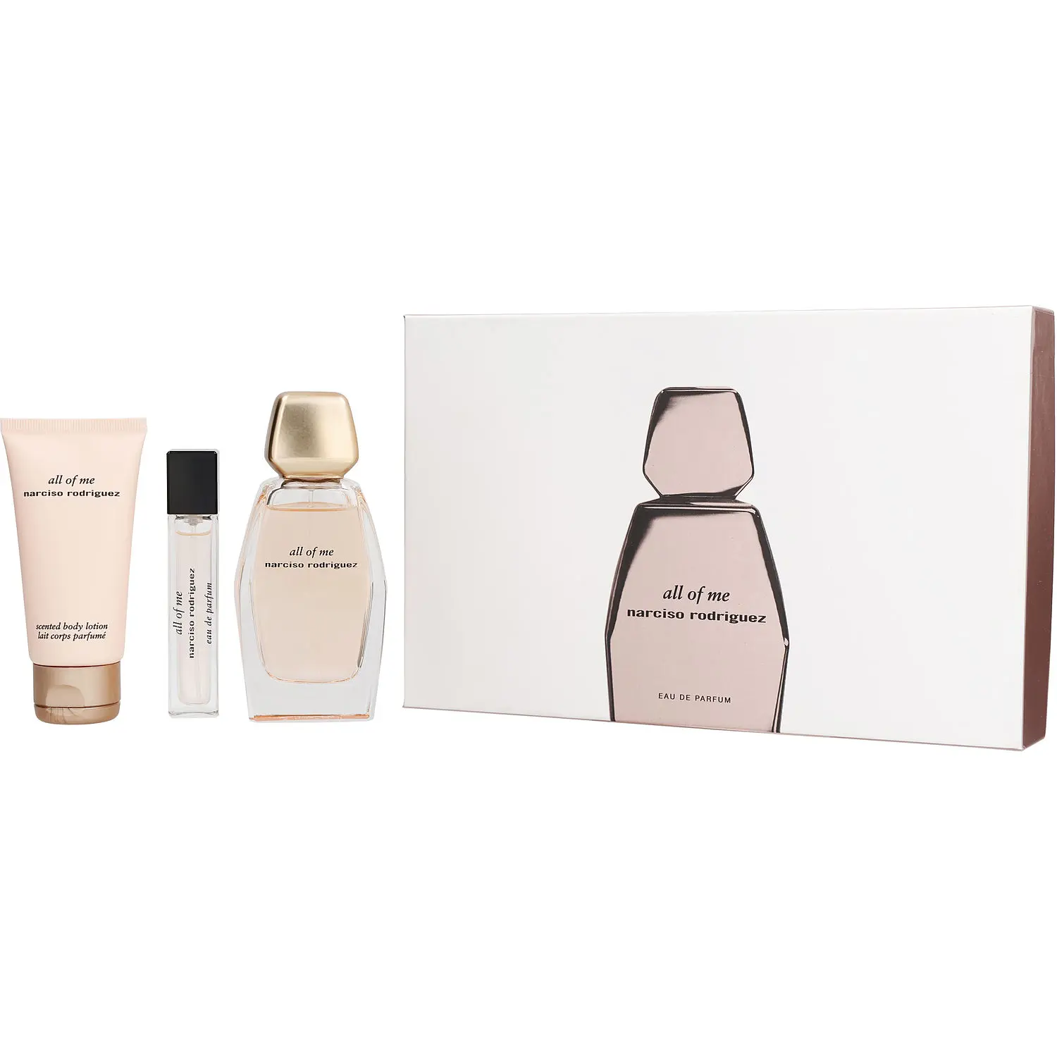 Narciso Rodriguez All Of Me Set-Eau De Parfum Spray 3 Oz & Body Lotion 1.7 Oz & Eau De Parfum Spray 0.33 Oz Mini For Women