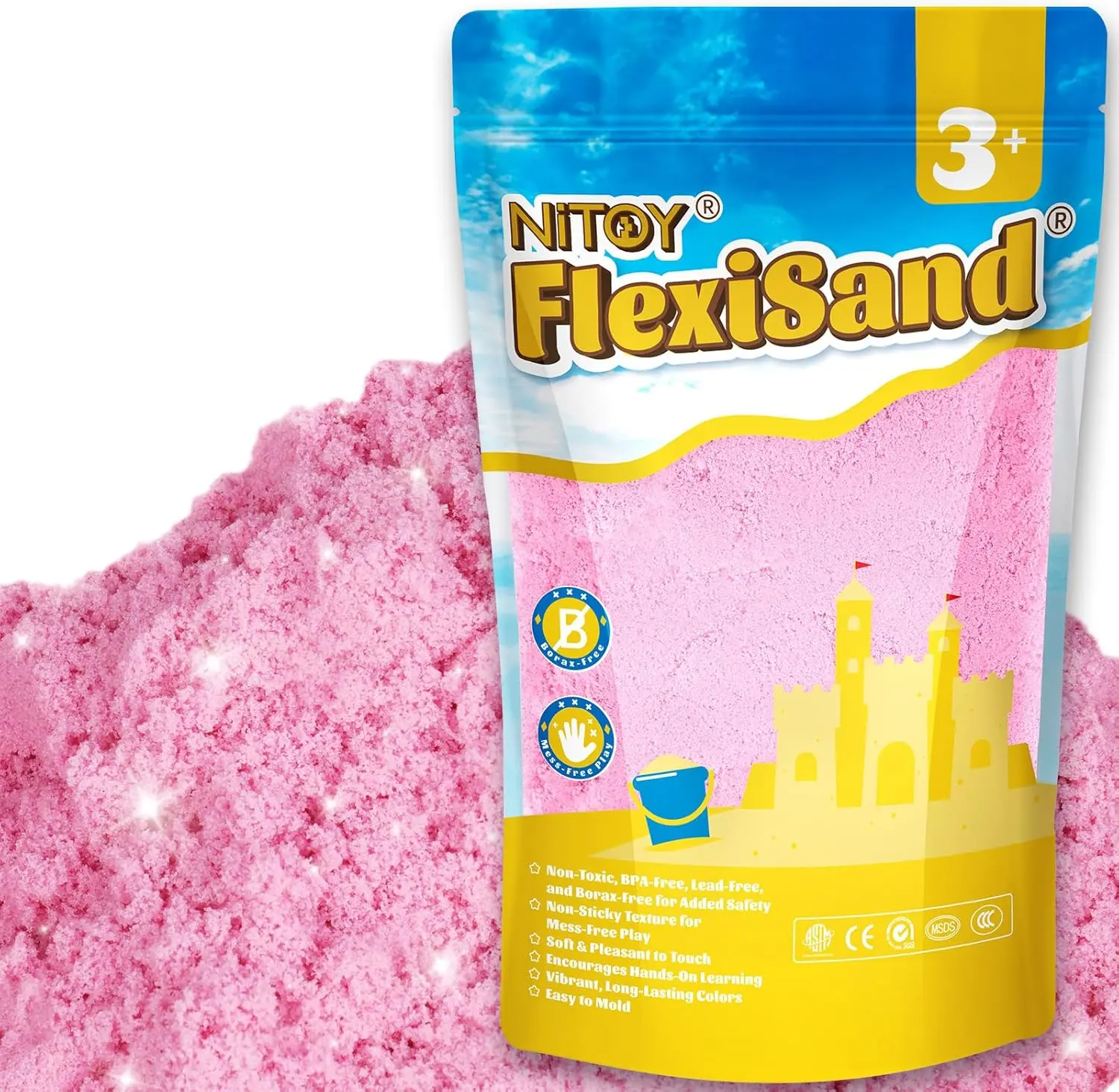 NiToy FlexiSand 2.2Lbs Moldable Play Sand - Never Dries Out, Stress-Relieving for 3+ Years Old Children, Bulk Refill for Sensory Sand Box Toys, Thanksgiving Creativity Activity