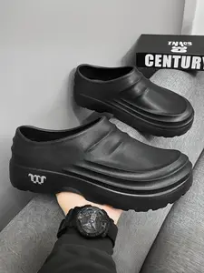 Men's Thick Sole Waterproof Non-Slip Slippers, Water Clogs, Casual Slipper Shoes, Simple Style, Ideal for Chefs and Nurses, Comfortable Work Shoes
