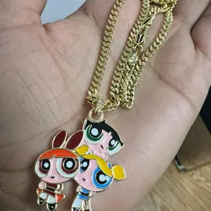 Powerfuff Girls - Blossom Necklace with Gold Chain and Sparkling Charm