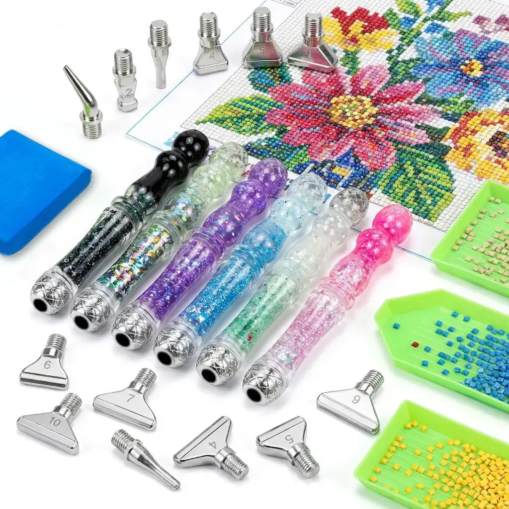New Liquid Sand Rhinestone Painting Pen Set, Glitter Resin Rhinestone Pen, Double-Ended Rhinestone Painting Tool, Ergonomic Craft Pen—a cute DIY gift perfect for craft enthusiasts