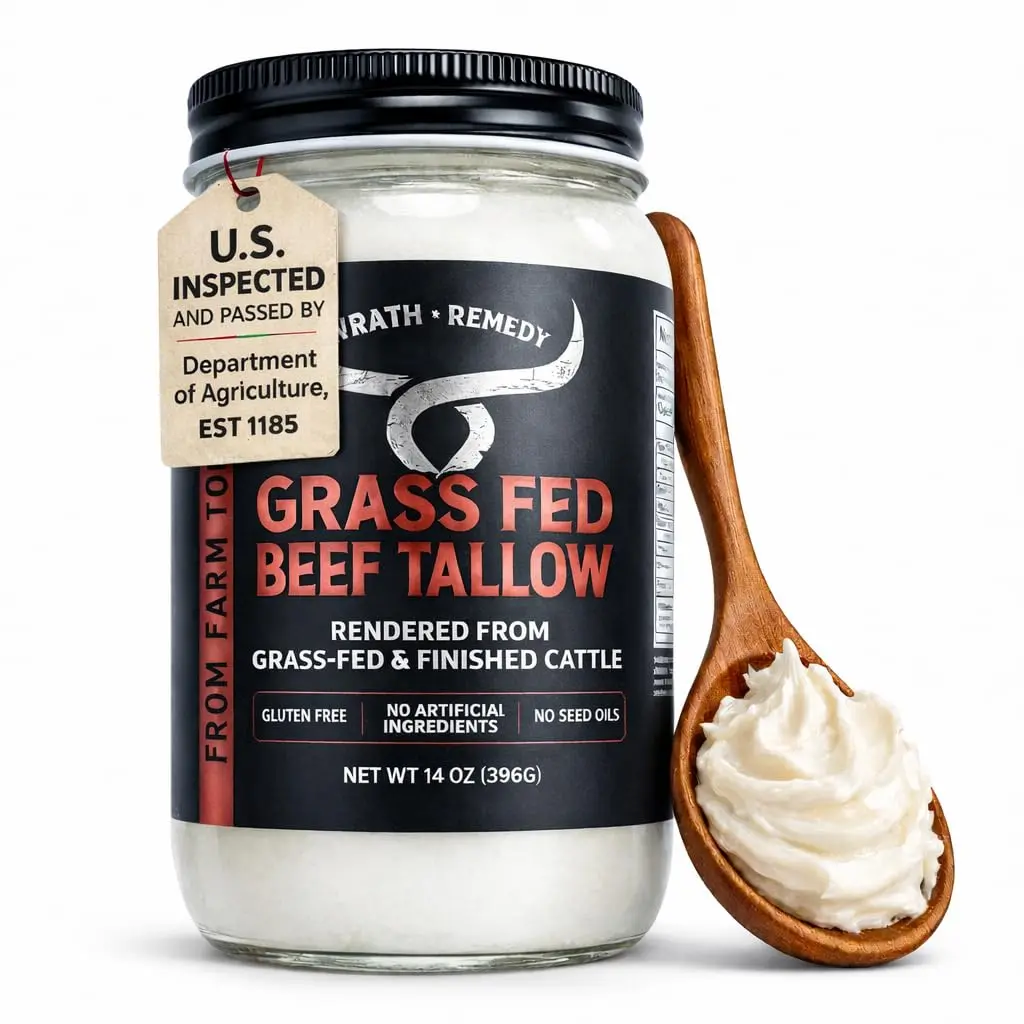 Grass Fed Beef Tallow for Cooking 14 oz - Pure Grass Fed Beef Fat for Searing, Frying & Baking, Keto & Carnivore Friendly All-Natural Rendered Cooking Fat