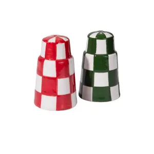 Vaisselle x REVOLVE Salt N'Pepa Shaker Set in Green & Red Checkerboard
