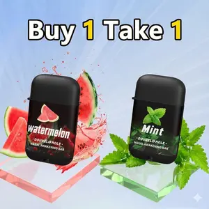 2-Pack Double Hole Nasal Inhaler Stick - Mint, Watermelon & Blackcurrant Essential Oils - Refreshing Aromatherapy Energy Bar for Focus, Driving & Study (Portable Pocket Size) nose