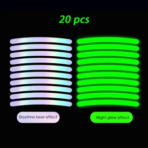 20PCS Reflective Rim Strips – High Visibility Wheel Stickers for Cars & Motorcycles, Colorful Night Safety Decoration