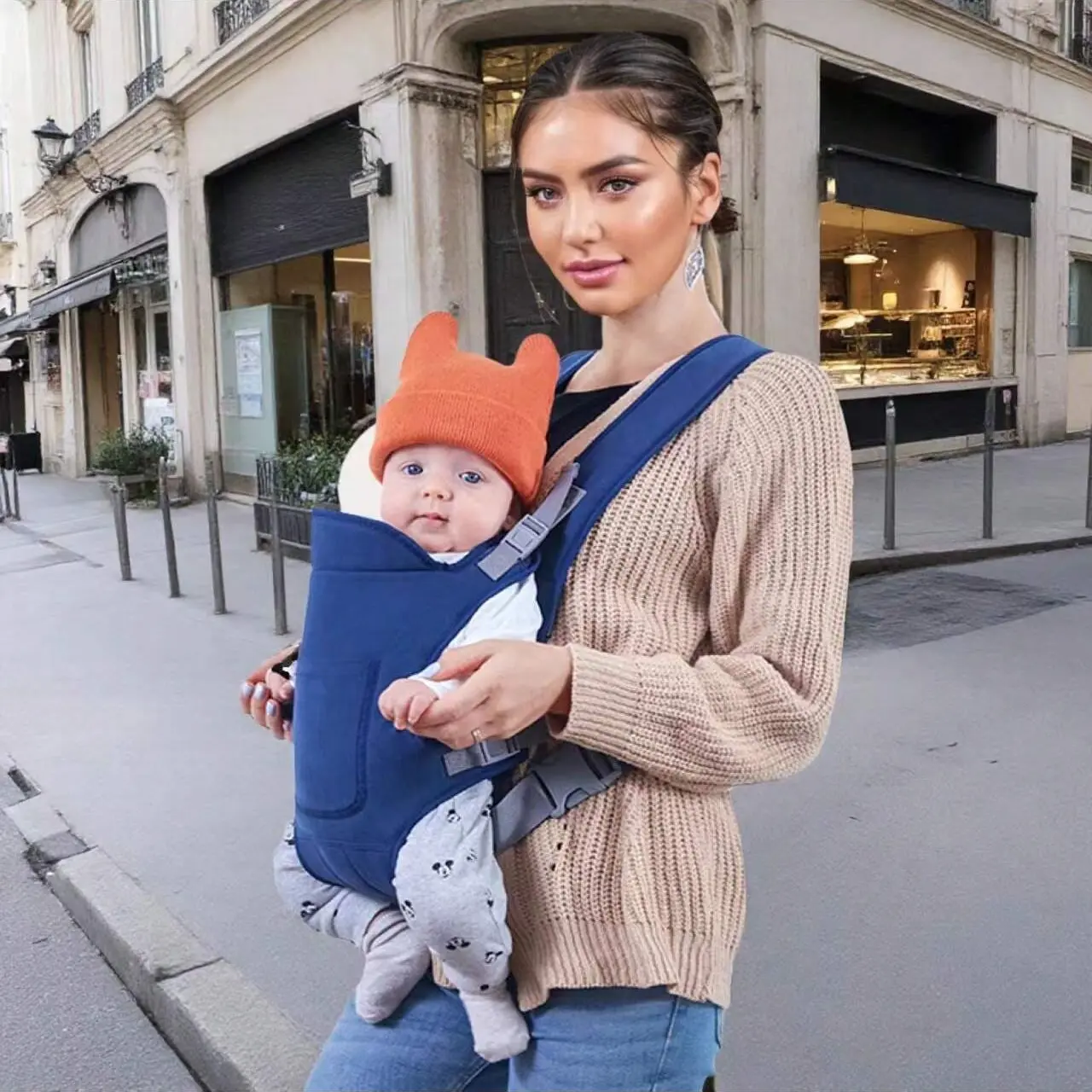Baby Carrier Multi-Functional Front & Back Carry for Newborns, Infant Carrier, Toddler Carrier, Comfortable Design Adjustable Ergonomic Carrier for Easy Use, Perfect for Parents On-The-Go, Hands Free Carrier