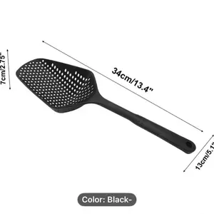 1pc Heavy-Duty Plastic Slotted Spoon & Pasta Funnel with Ergonomic Handle - Large Holes for Efficient Draining, Dishwasher Safe, Spill-Proof, Multi-functional Kitchen Strainer Spoo