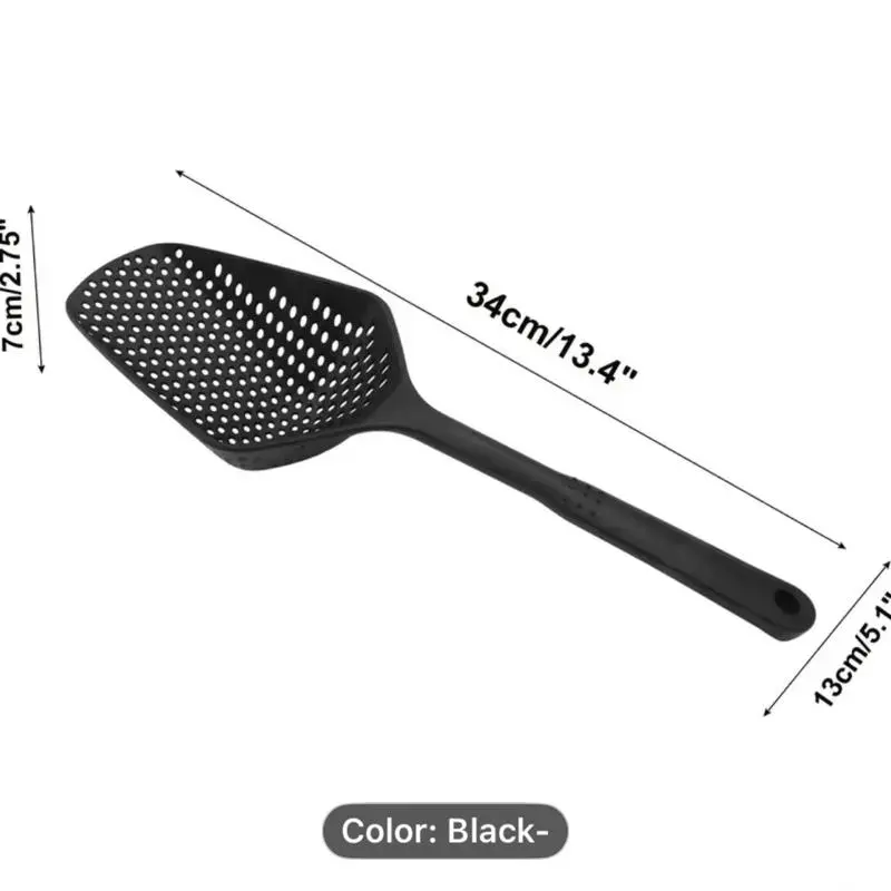 1pc Heavy-Duty Plastic Slotted Spoon & Pasta Funnel with Ergonomic Handle - Large Holes for Efficient Draining, Dishwasher Safe, Spill-Proof, Multi-functional Kitchen Strainer Spoo