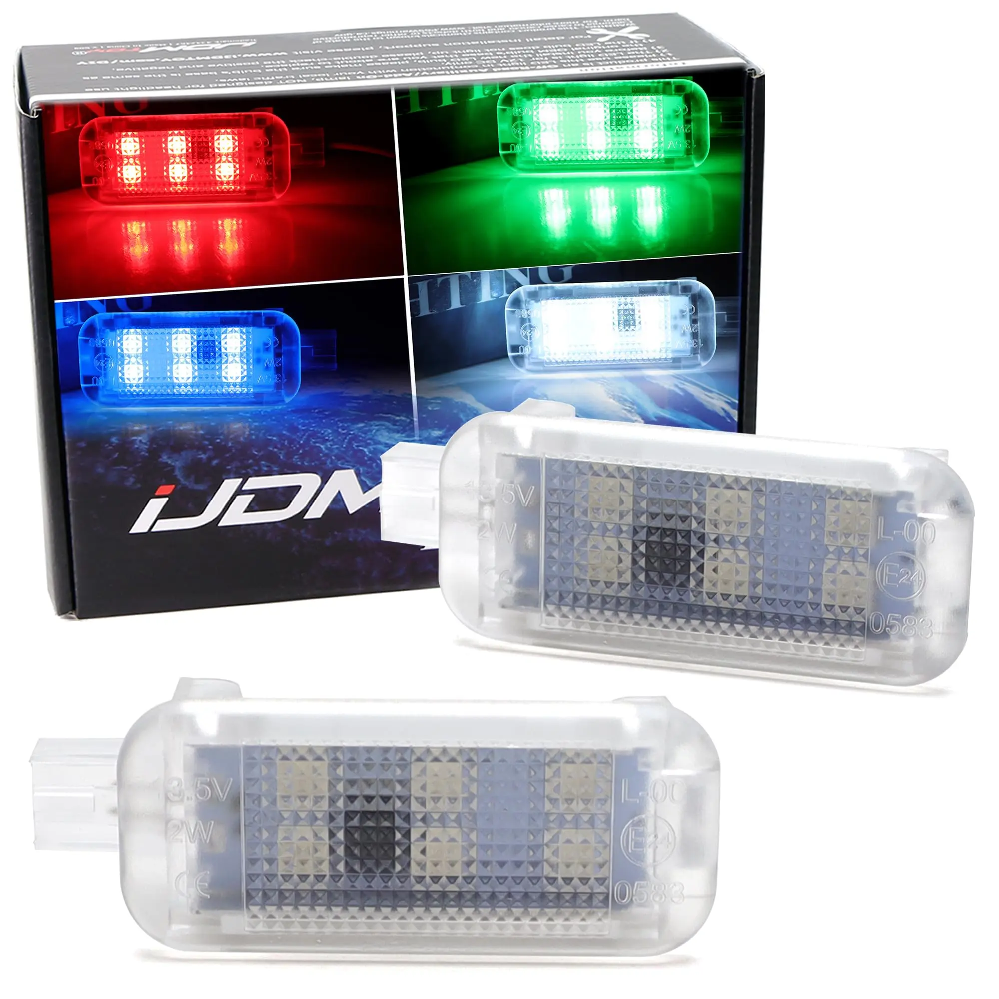 iJDMTOY Multi-Color Accent LED Side Door Courtesy Light Assembiles For Audi A3 A4 A5 A6 A7 S3 S4 S5 S6 S7 Q5 Q7 TT, Powered by RGB SMD LED Diodes w/Adjustable Lighting Change