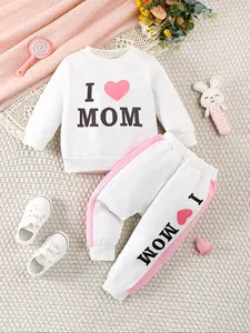 Baby Sweatshirt Set 2 Piece, Fleece Lined Thick Casual Wear, Comfortable and Warm Baby Clothes, Perfect for Daily Use, Baby Clothing
