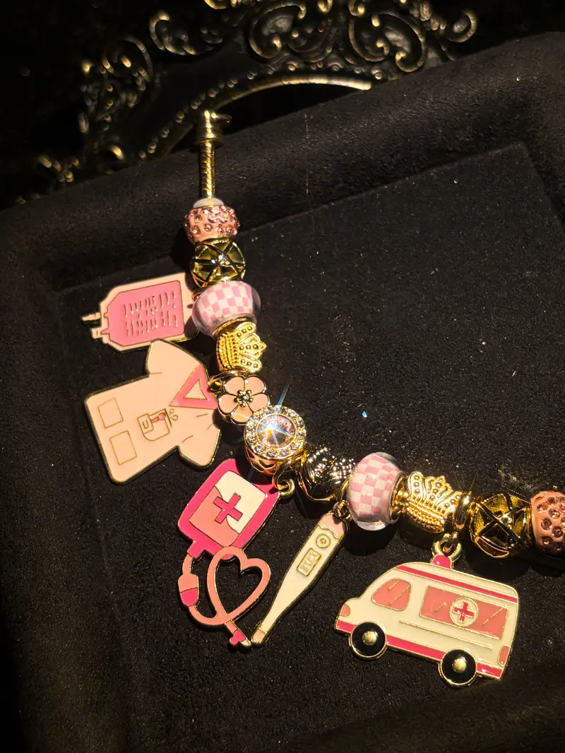Multi-Charm Enamel Snake Chain Necklace & Bracelet - Nurse-Inspired Decor, Stackable Fashion Jewelry Gift for Special Occasions
