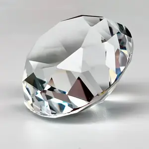 1 Piece 100mm Glowing Laser Cut Crystal Diamond Ornament, Crystal Clear Transparent Glass Gem for Wedding Home Vacation Decor, Modern Minimalist Desktop Decoration