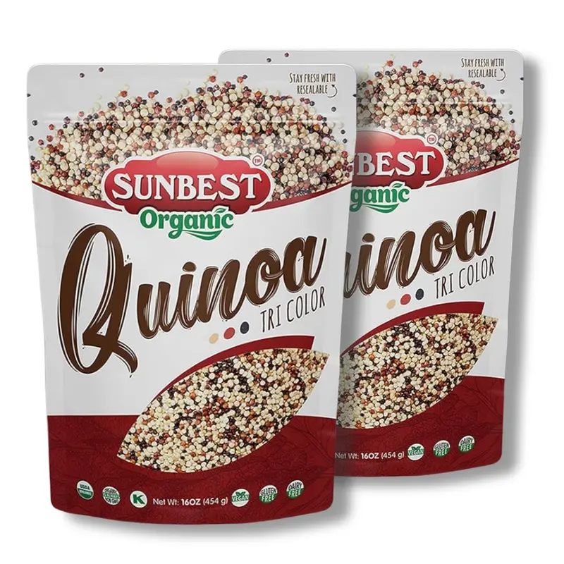 Organic Tri-Color Quinoa from Sunbest Natural – 32oz (2 pack, 16 oz each), Non-GMO, Vegan, Kosher, Perfect Grain for Fiber, Digestive Support