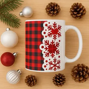 Buffalo Plaid Snowflakes Holiday Mug – 15oz