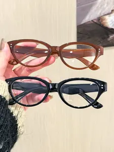 Women's Oval Casual Eyeglasses Frame, Vintage Lightweight Design, Anti-Blue Light, Suitable for Daily Reading and Work Commute