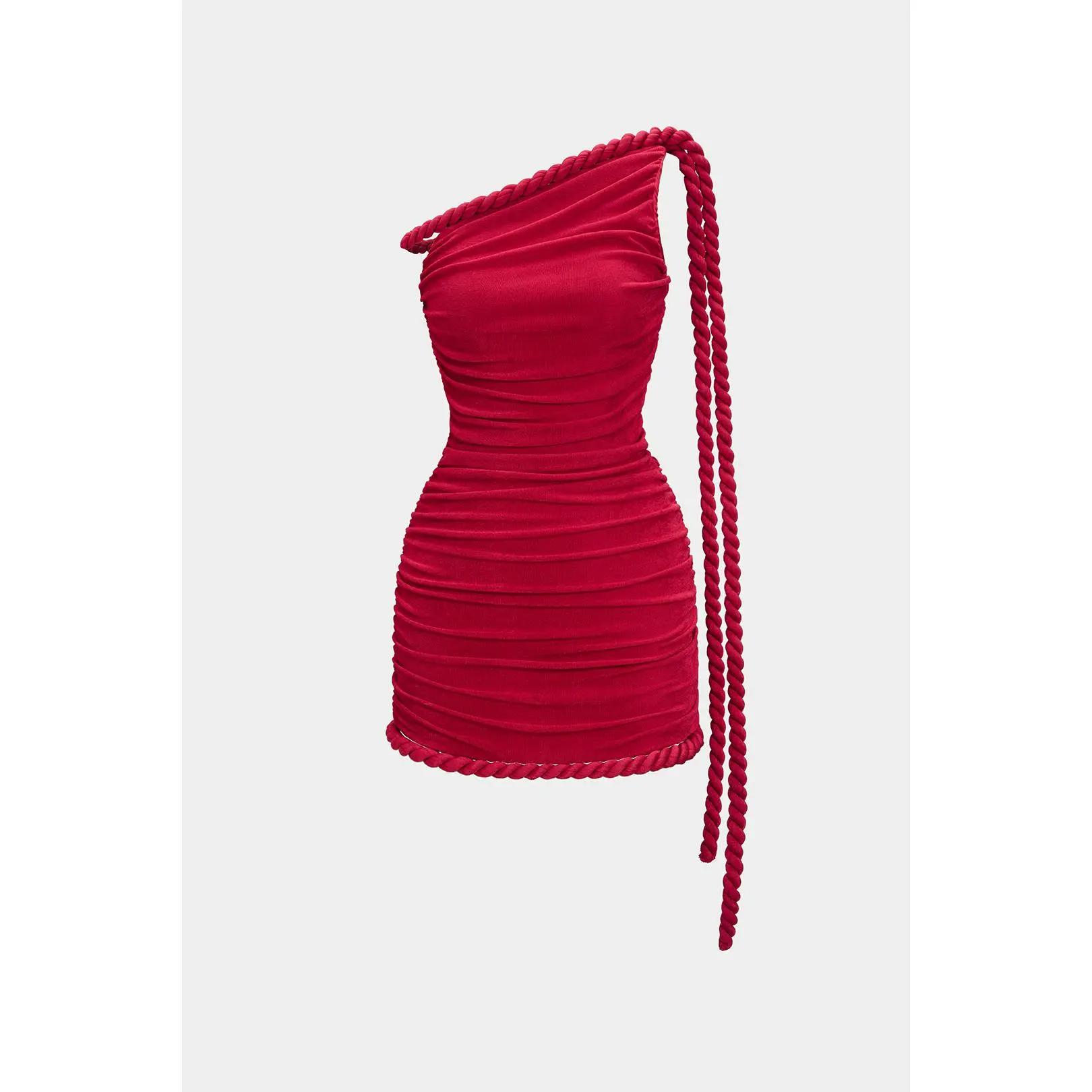 Women's Casual Ruched Twist Knot Asymmetrical Off-Shoulder Sleeveless Slim-Fit Mini Dress with Comfortable Fabric