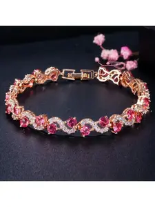 Colorful Wave Crystal Stone Link Bracelet, Fashion Tennis Bracelet for Women, Stylish Couple Jewelry, Perfect Gift for Her, Shiny Elegant Trendy Dainty Exquisite All-Match