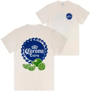 Corona Extra Limes Bottle Cap Front and Back Logo T-Shirt