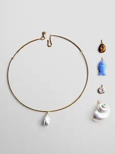 Kacey Removable Charm Collar Necklace - Gold/Pearl Kacey Removable Charm Collar Necklace - Gold/Pearl