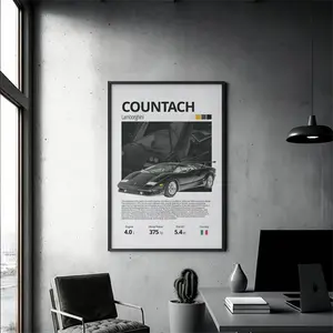 Black Lamborghini Countach Silk Stylish , Vintage Automotive Decor, Car Enthusiast Wall Art, Gift for Him, Unique Home Decoration Poster