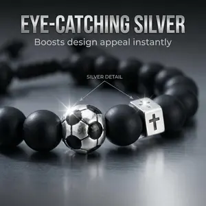Soccer Beaded Bracelet Set for Men Boys, Black Bead Soccer Ball Charm Bracelets, Sports Style Jewelry for Soccer Players Fans, Gift for Friend Son Team Mate bracelets bracelet for men bracelets for women bracelets bracelets for women bracelet for men