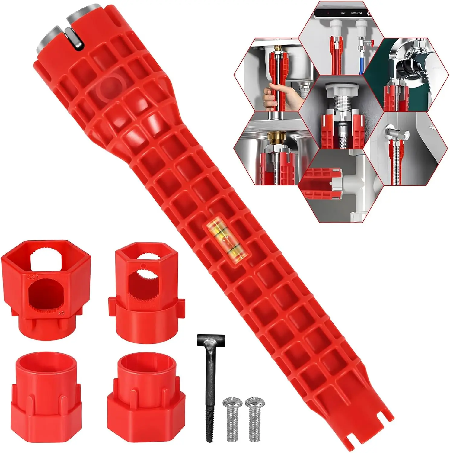 14-in-1 Multi-Function Basin Wrench, Faucet Sink Installer Tool for Toilets and Kitchens,One-Way Plumbing Wrench for Tight Spaces