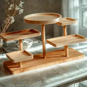 Wooden Practical Shelf Flower Stand, Multi-Layer Jewelry Tray Storage Rack, Display Holder for Living Room Decorative Plant Pots, Small Jewelry Display Tray, Multifunctional Desktop Organizer Suitable for Gatherings, Party Display Stand, Home Decor Storag
