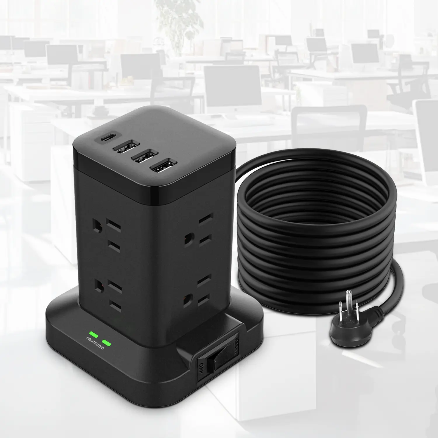 Power strip tower, surge protector power tower, 8 AC and 3 USB A ports, 1 USB C port with multiple outlets, home essentials office supplies office organization   christmas haul 2024