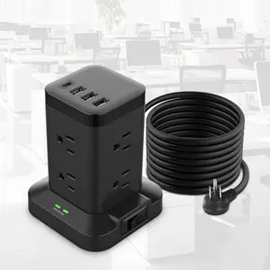 Power strip tower, surge protector power tower, 8 AC and 3 USB A ports, 1 USB C port with multiple outlets, home essentials office supplies office organization   christmas haul 2024