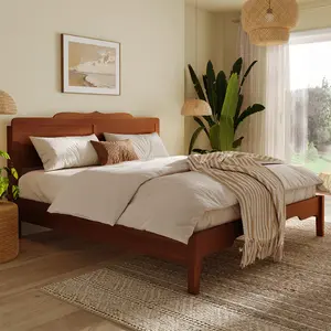 Belffin Queen Size Bed Frame and 47'' Headboard, Wooden Japanese Platform Bed with Wood Slats, Modern Bed Frame with Storage&Charging Station, Easy Assembly, Noise Free, Natural