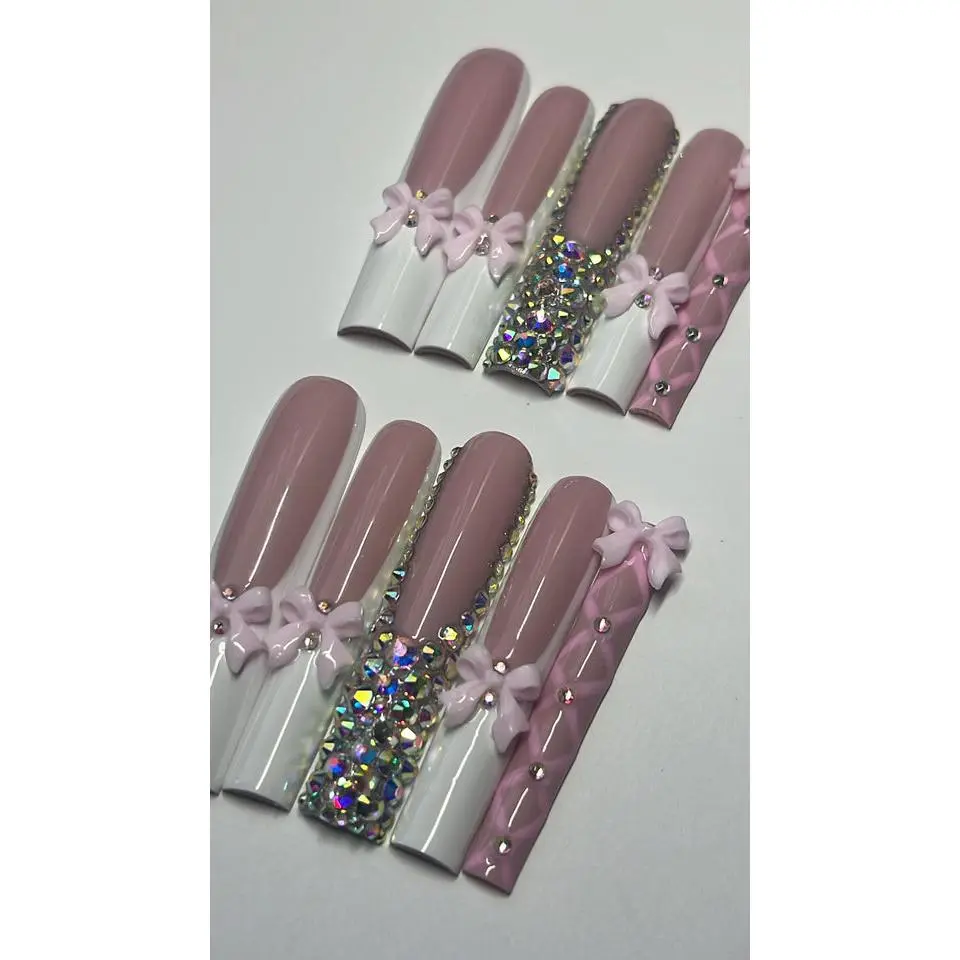 DIAMOND BLANCMANGE | SQUARE | XL LONG | PRESS ON NAILS