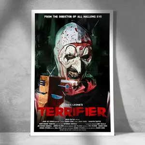 Terrifier – Art the Clown Horror Poster – Creepy Clown Slasher Fan Art – Modern Cult Horror – Halloween Wall Art
